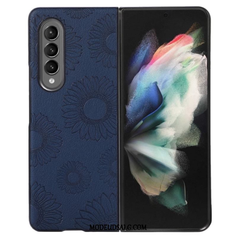 Cover Samsung Galaxy Z Fold 4 Imiteret Læderbelagt Solsikkemønster