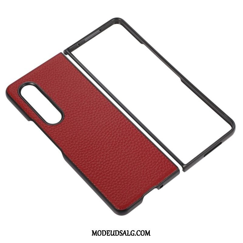 Cover Samsung Galaxy Z Fold 4 Litchi Imiteret Læder Vintage Effekt