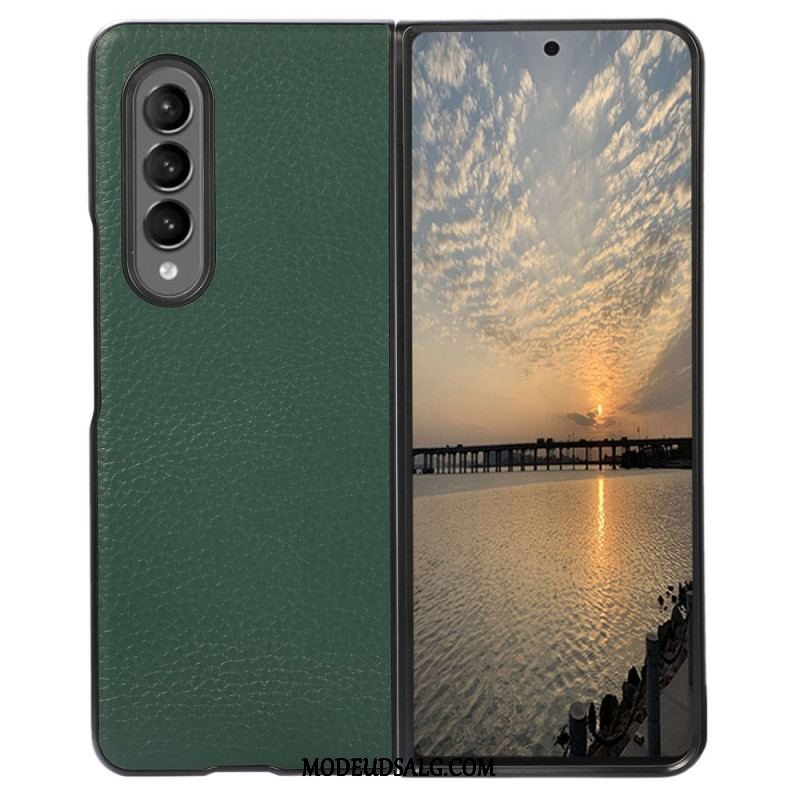 Cover Samsung Galaxy Z Fold 4 Litchi Imiteret Læder Vintage Effekt