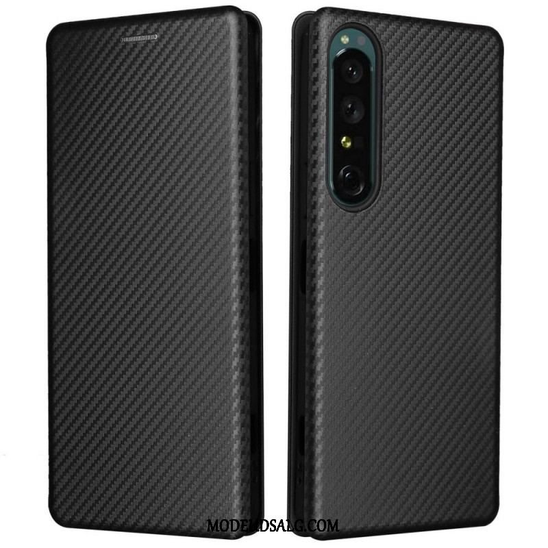 Cover Sony Xperia 1 IV Flip Cover Kulfiber Tekstur