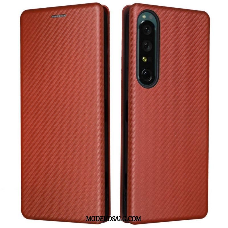 Cover Sony Xperia 1 IV Flip Cover Kulfiber Tekstur