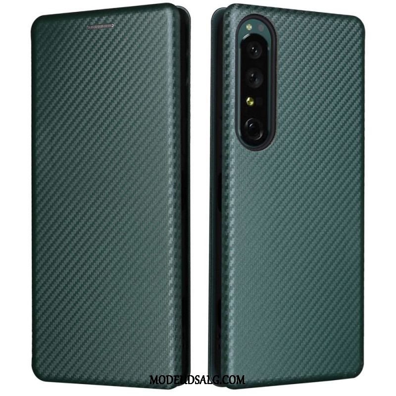 Cover Sony Xperia 1 IV Flip Cover Kulfiber Tekstur