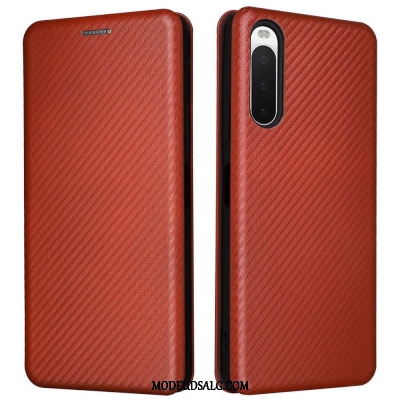 Cover Sony Xperia 10 IV Flip Cover Kulfiber Tekstur