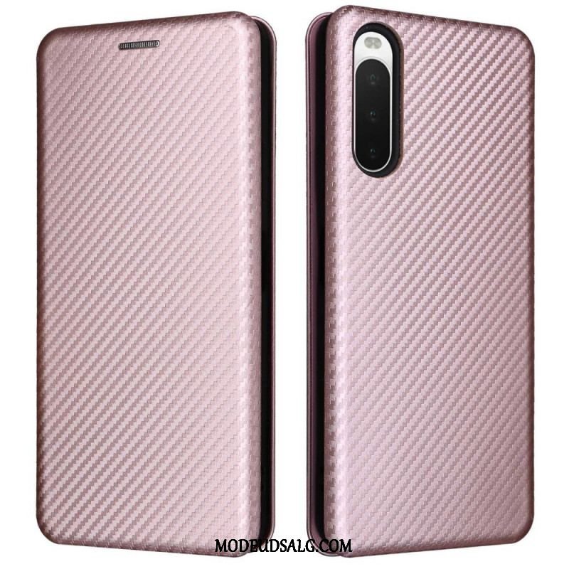 Cover Sony Xperia 10 IV Flip Cover Kulfiber Tekstur