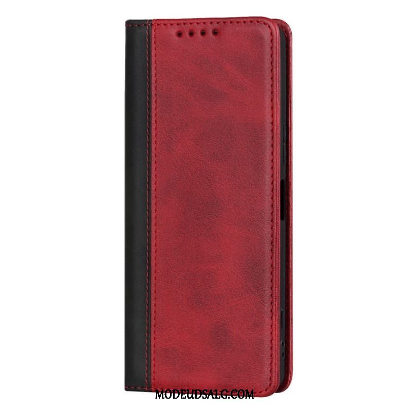 Cover Sony Xperia 5 IV Flip Cover Tofarvet Lædereffekt