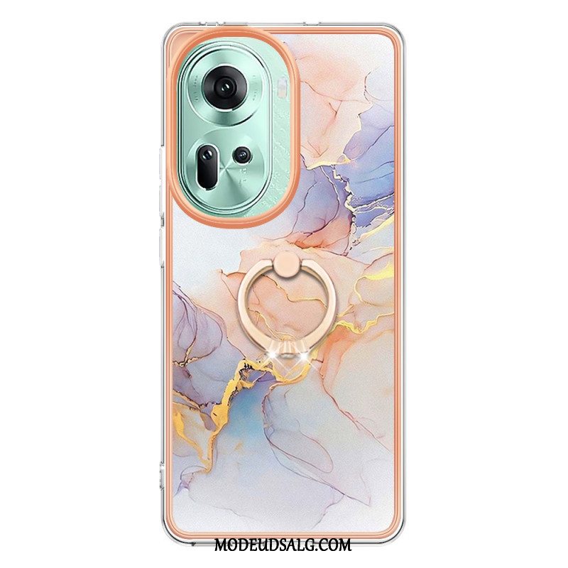 Cover Til Oppo Reno 11 5g Ring-support Marmoreret Design