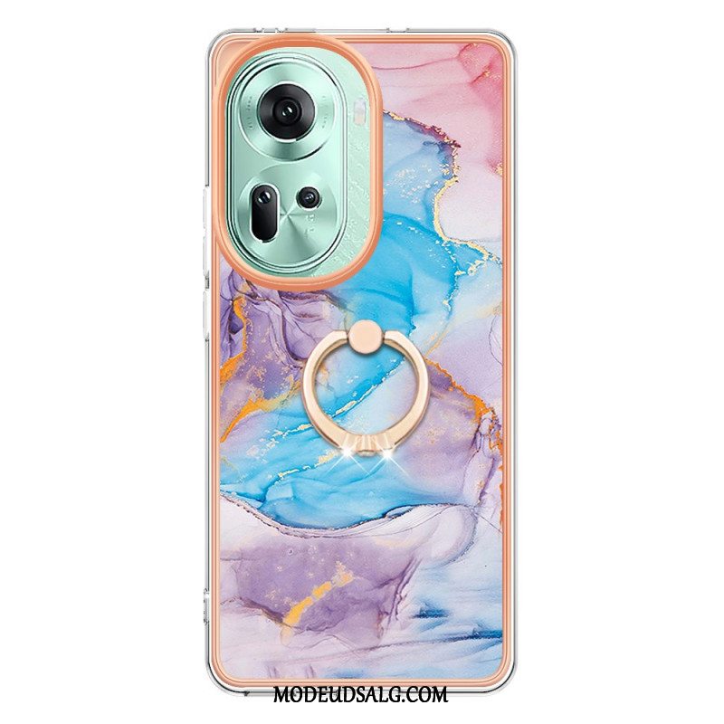 Cover Til Oppo Reno 11 5g Ring-support Marmoreret Design