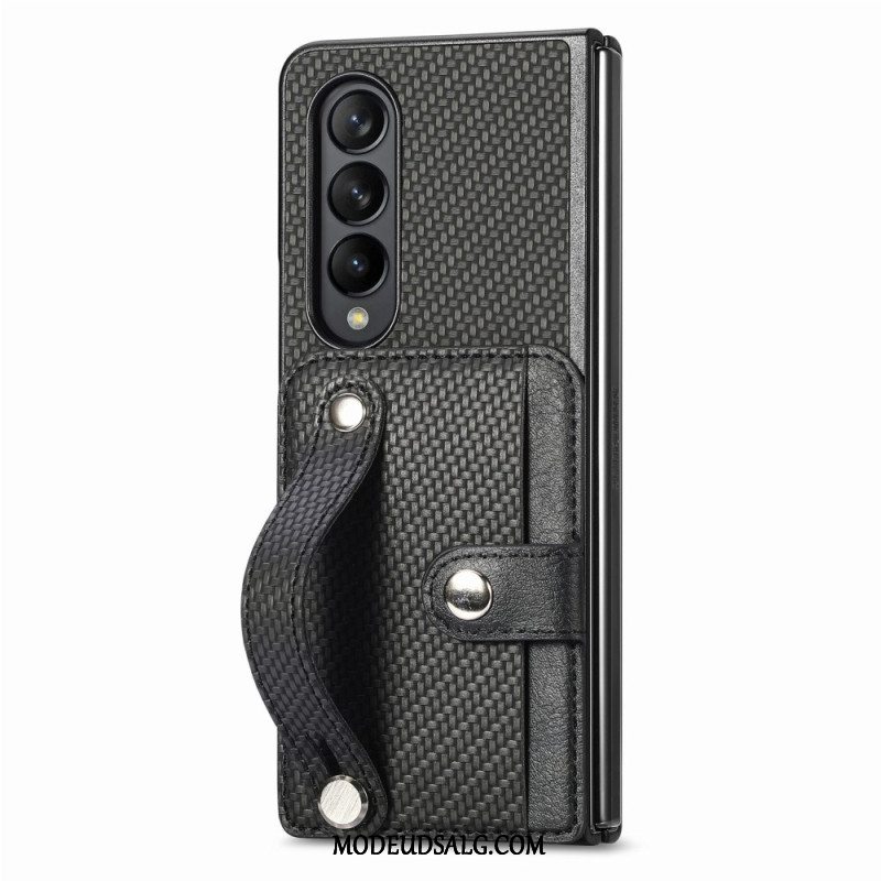 Cover Til Samsung Galaxy Z Fold 5 Carbon Fiber Card Holder Og Rem