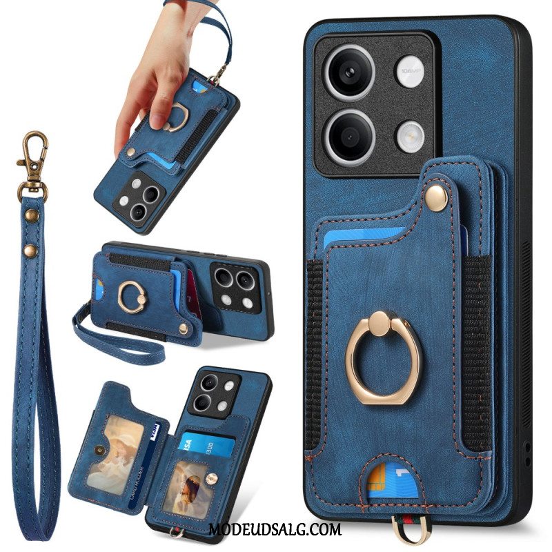 Cover Til Xiaomi Redmi Note 13 4g Vintage Med Kortholder Og Snor