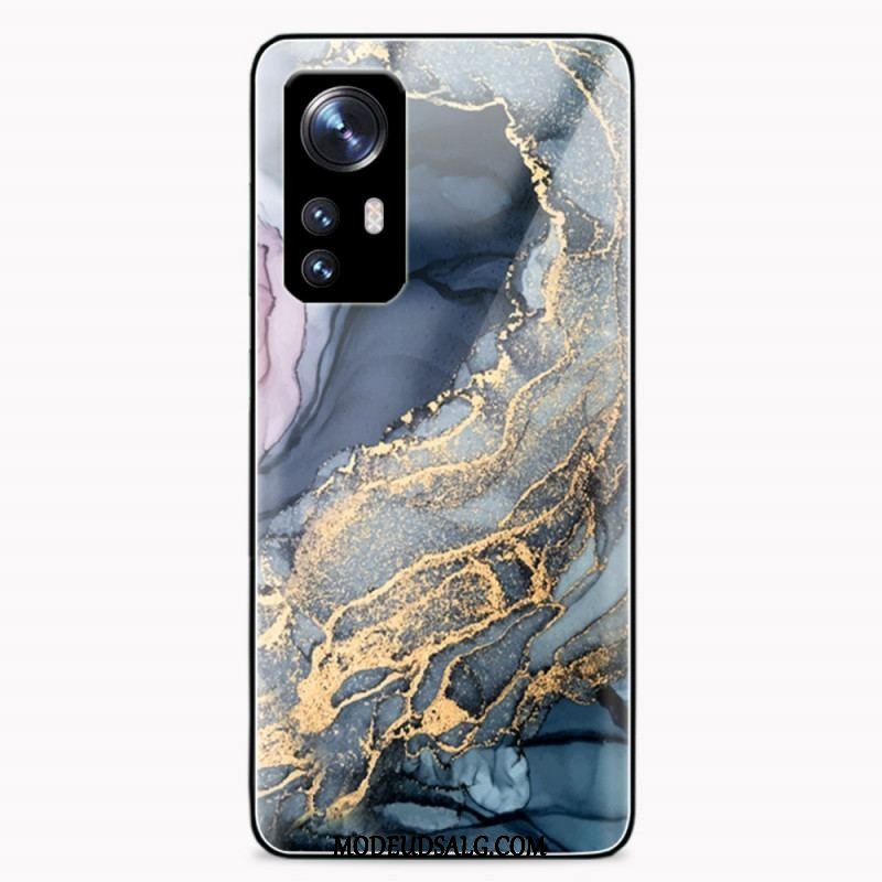 Cover Xiaomi 12 / 12X Akvarel Marmor Hærdet Glas