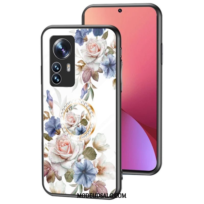 Cover Xiaomi 12 / 12X Hærdet Glas Med Blomsterring