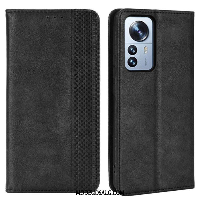 Cover Xiaomi 12 Pro Flip Cover Stiliseret Vintage Lædereffekt