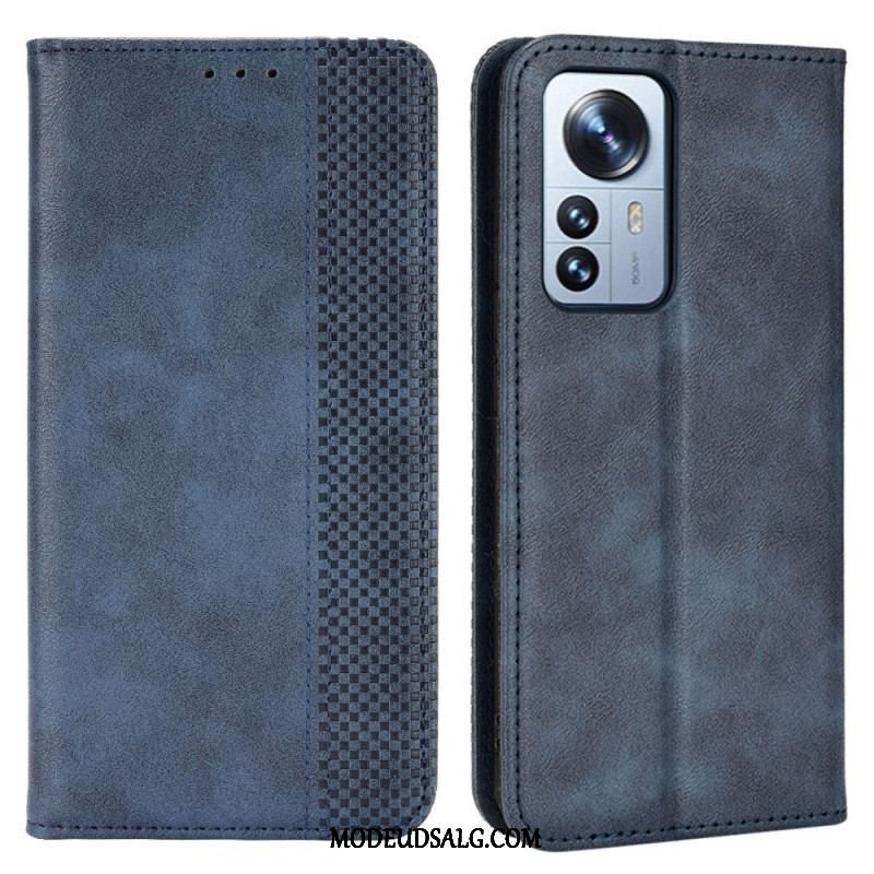 Cover Xiaomi 12 Pro Flip Cover Stiliseret Vintage Lædereffekt