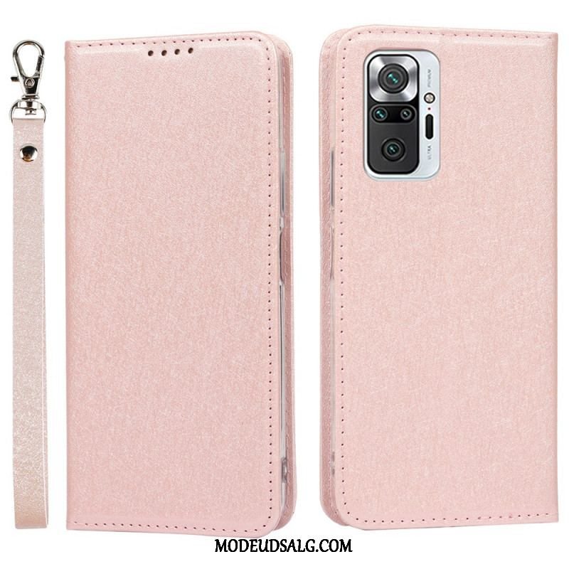 Cover Xiaomi Redmi Note 10 Pro Flip Cover Blødt Læderstil Med Rem