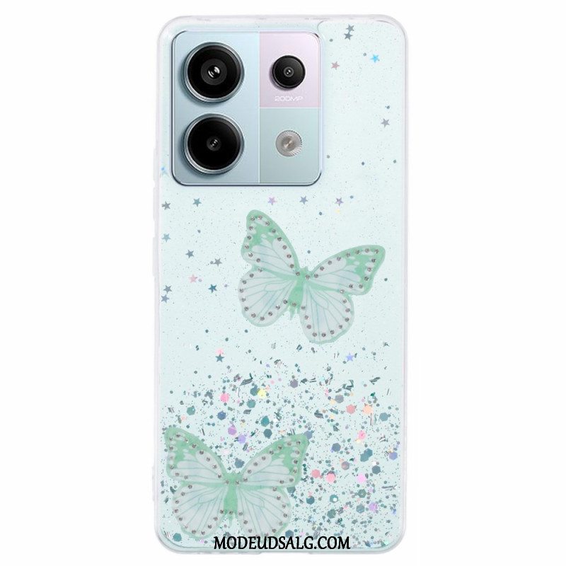 Cover Xiaomi Redmi Note 13 Pro 5g Telefon Etui Sommerfugle Glitter