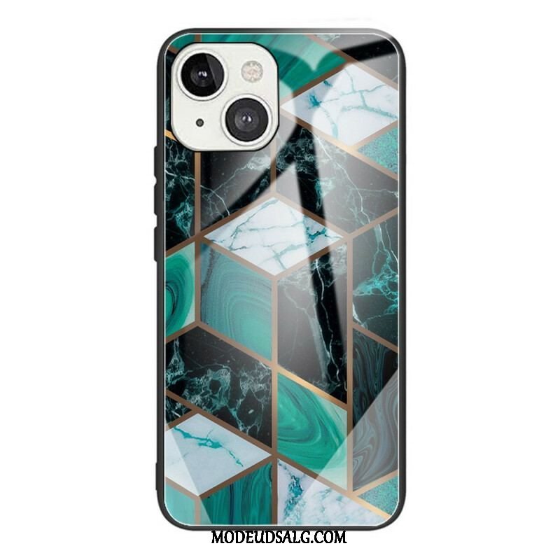 Cover iPhone 13 Mini Geometri Marmor Hærdet Glas