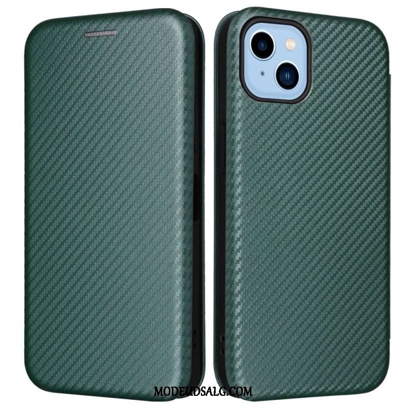 Cover iPhone 14 Flip Cover Farvet Kulfiber