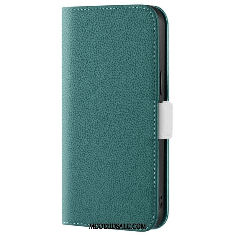 Cover iPhone 14 Flip Cover Litchi Imiteret Læder