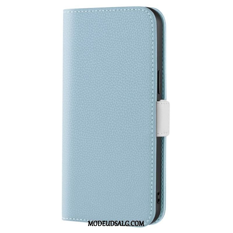 Cover iPhone 14 Flip Cover Litchi Imiteret Læder