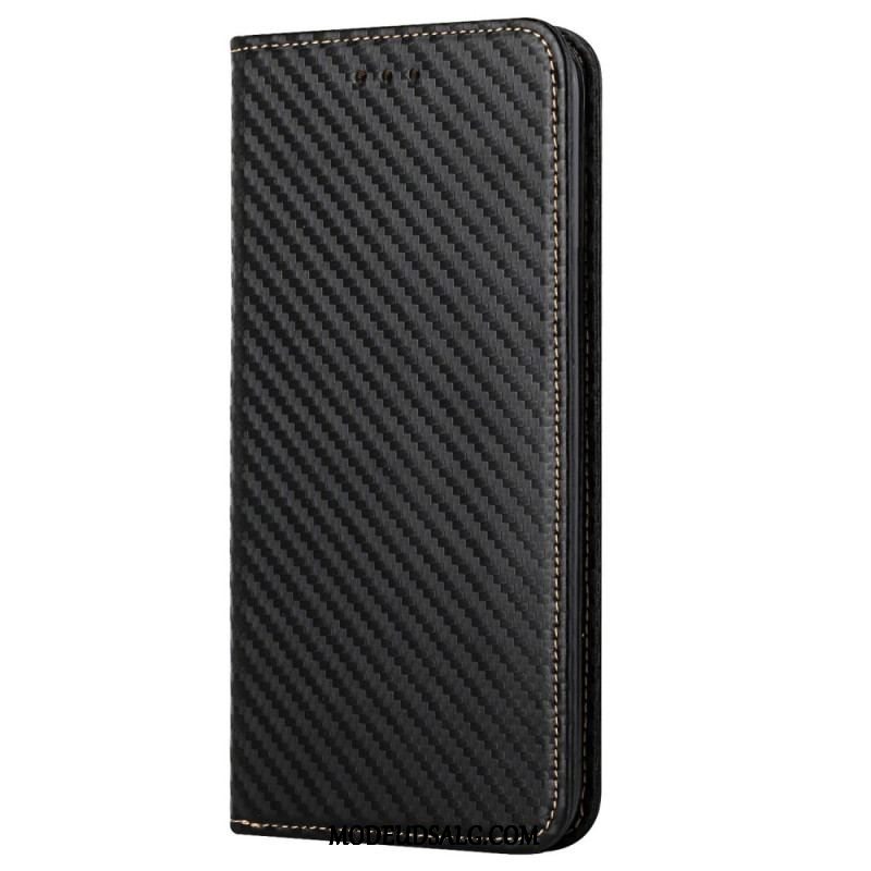 Cover iPhone 14 Med Snor Flip Cover Strappy Carbon Fiber Style