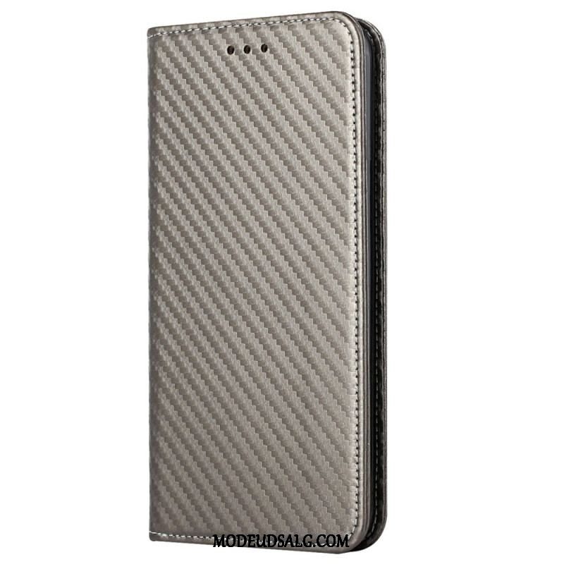 Cover iPhone 14 Med Snor Flip Cover Strappy Carbon Fiber Style