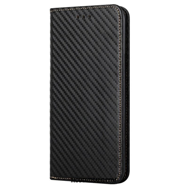 Cover iPhone 14 Plus Flip Cover Kulfiber Med Snor