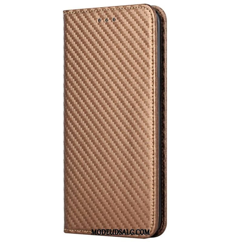 Cover iPhone 14 Plus Flip Cover Kulfiber Med Snor