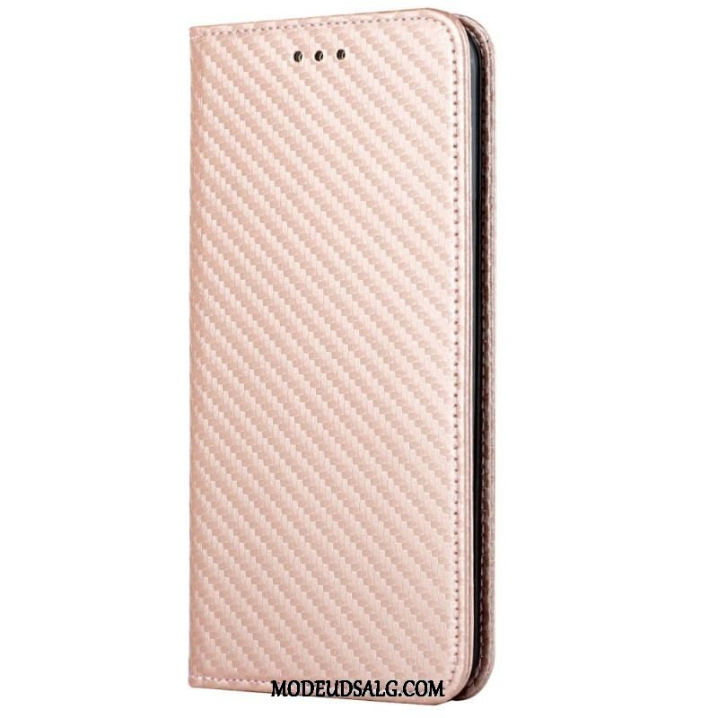 Cover iPhone 14 Plus Flip Cover Kulfiber Med Snor