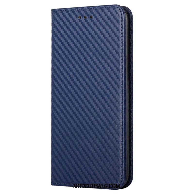 Cover iPhone 14 Plus Flip Cover Kulfiber Med Snor