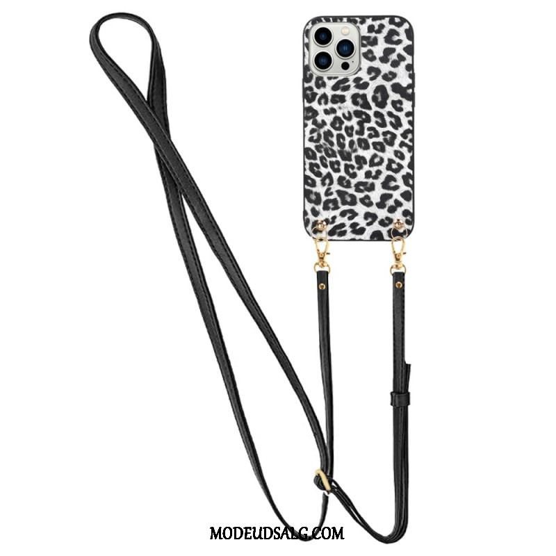 Cover iPhone 14 Pro Leopard Med Skulderrem