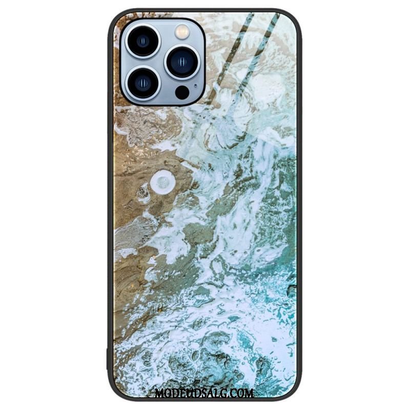 Cover iPhone 14 Pro Marmorfarver Hærdet Glas