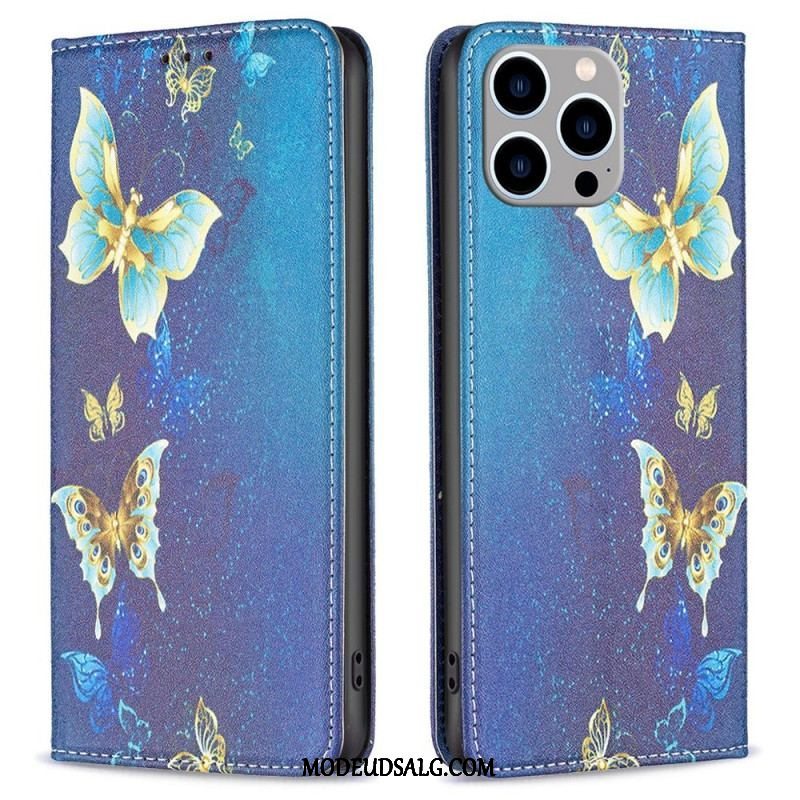 Cover iPhone 14 Pro Max Flip Cover Sommerfugle