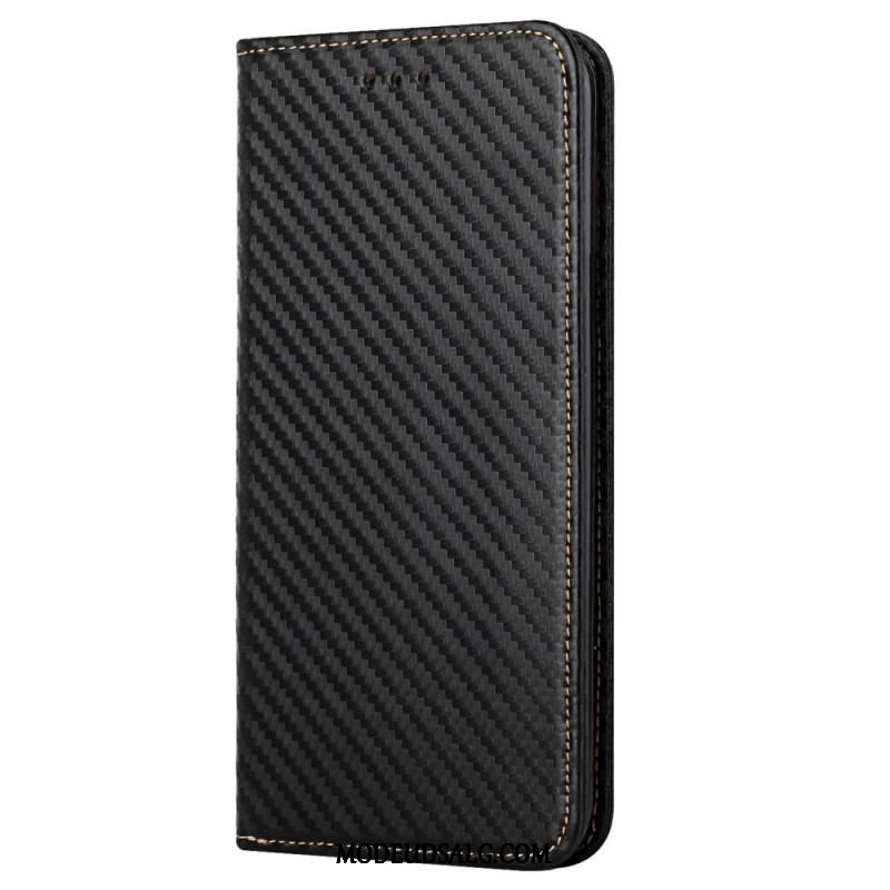 Cover iPhone 14 Pro Med Snor Flip Cover Strappy Carbon Fiber Style