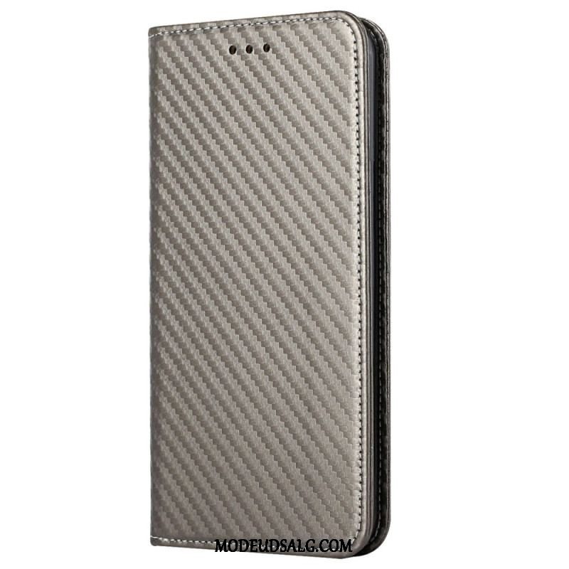 Cover iPhone 14 Pro Med Snor Flip Cover Strappy Carbon Fiber Style