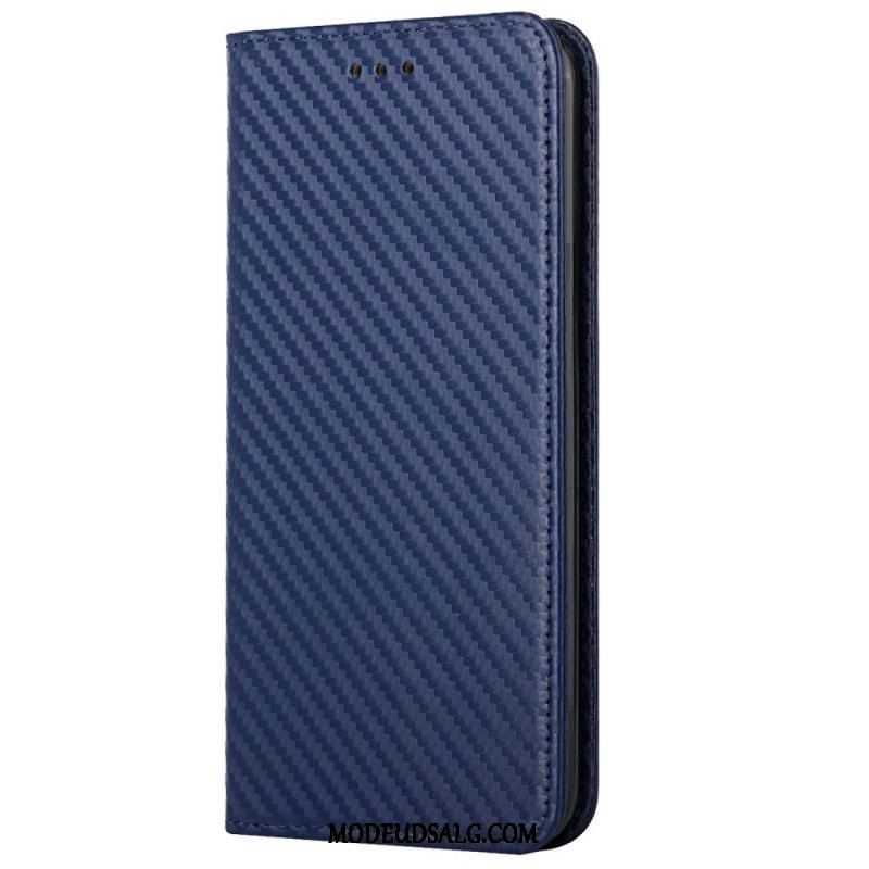 Cover iPhone 14 Pro Med Snor Flip Cover Strappy Carbon Fiber Style