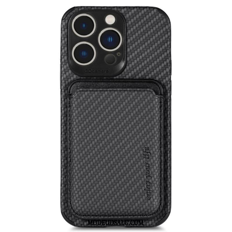 Cover iPhone 14 Pro Punge Etui Carbon Fiber Og Magnetisk Tegnebog