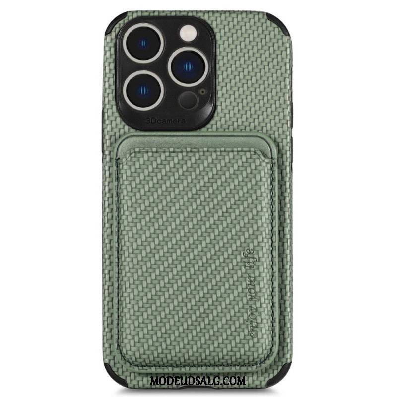 Cover iPhone 14 Pro Punge Etui Carbon Fiber Og Magnetisk Tegnebog