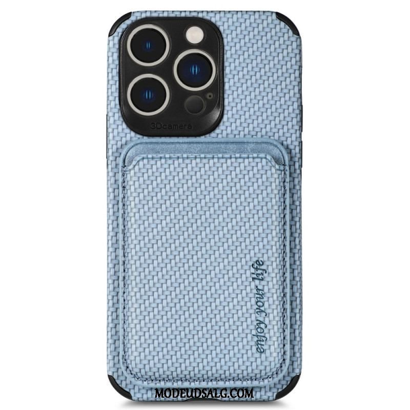 Cover iPhone 14 Pro Punge Etui Carbon Fiber Og Magnetisk Tegnebog