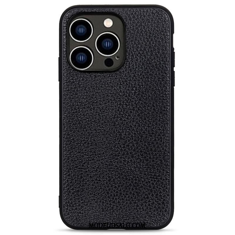 Cover iPhone 14 Pro Ægte Litchi Læder