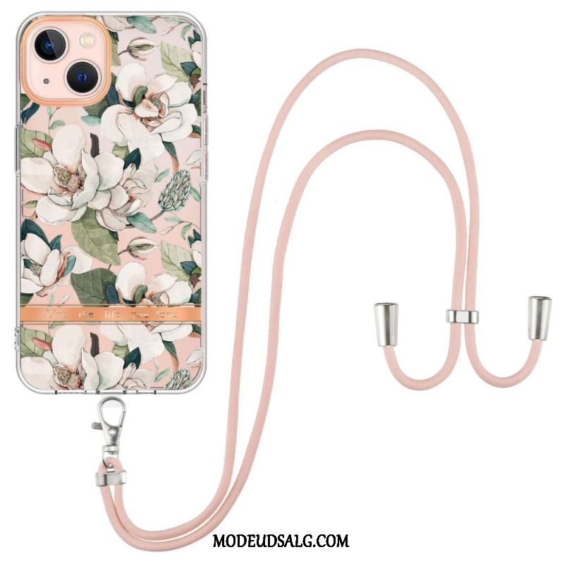 Cover iPhone 15 Plus Med Snor Cordon Blomster