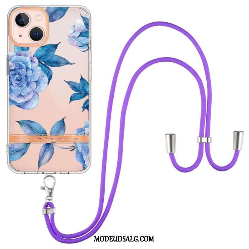 Cover iPhone 15 Plus Med Snor Cordon Blomster