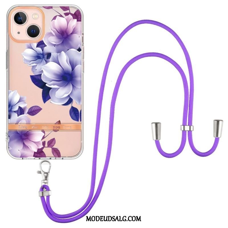 Cover iPhone 15 Plus Med Snor Cordon Blomster