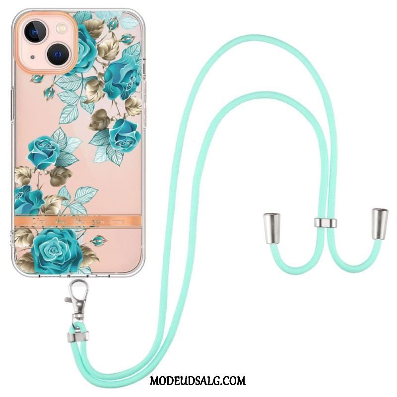 Cover iPhone 15 Plus Med Snor Cordon Blomster