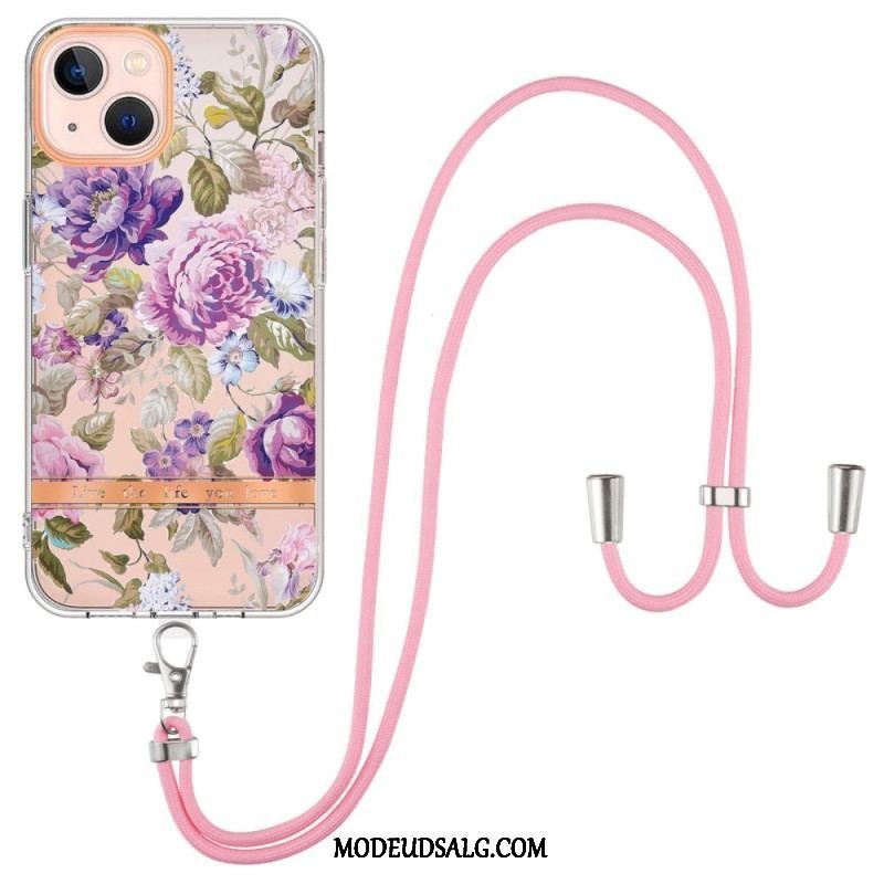 Cover iPhone 15 Plus Med Snor Cordon Blomster