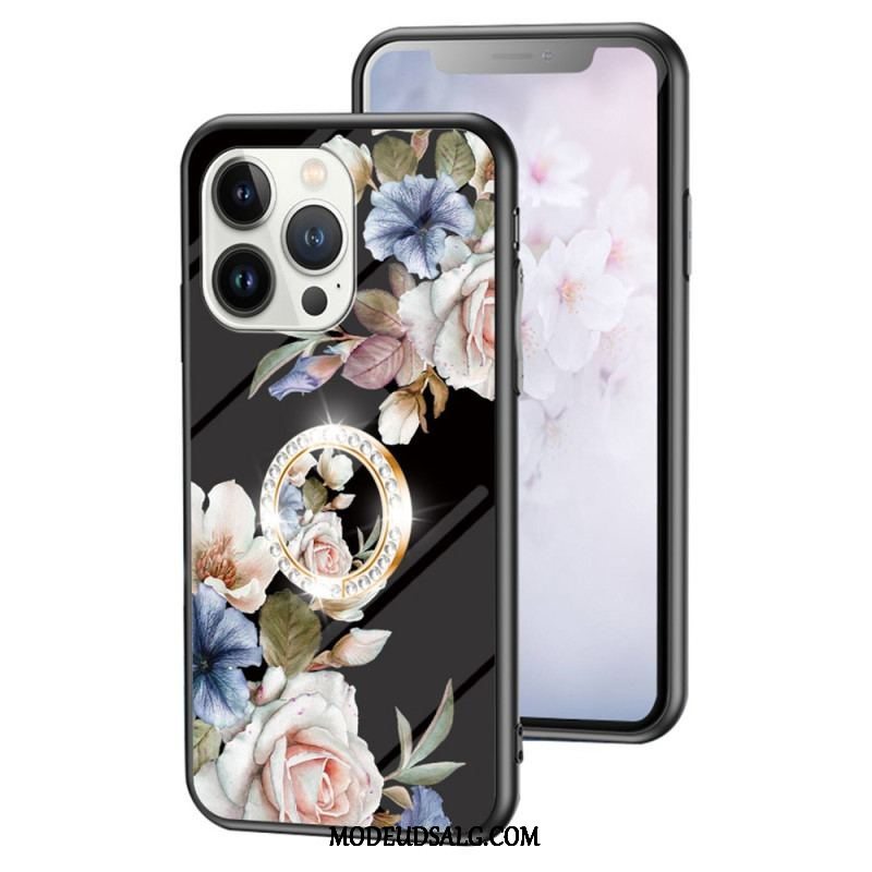 Cover iPhone 15 Pro Blomsterhærdet Glas Med Støttering