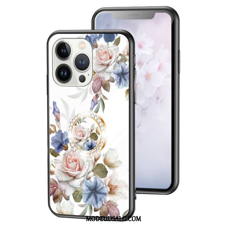 Cover iPhone 15 Pro Blomsterhærdet Glas Med Støttering