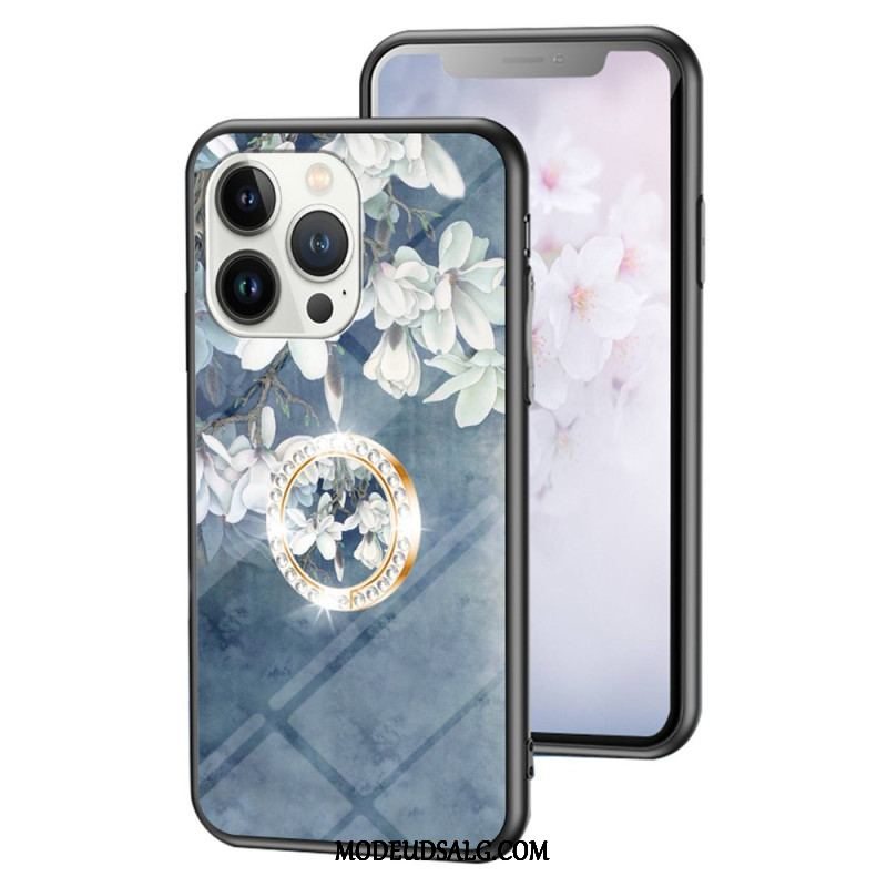 Cover iPhone 15 Pro Blomsterhærdet Glas Med Støttering