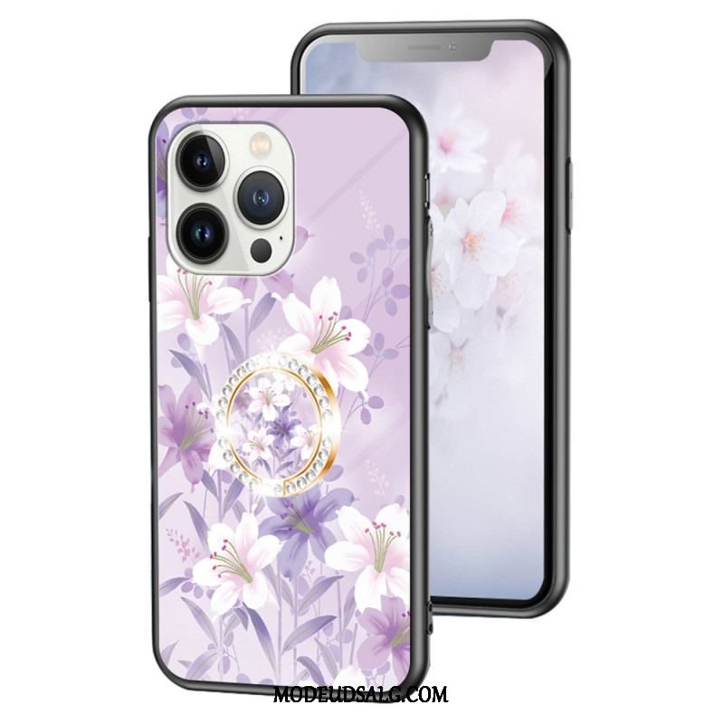 Cover iPhone 15 Pro Blomsterhærdet Glas Med Støttering