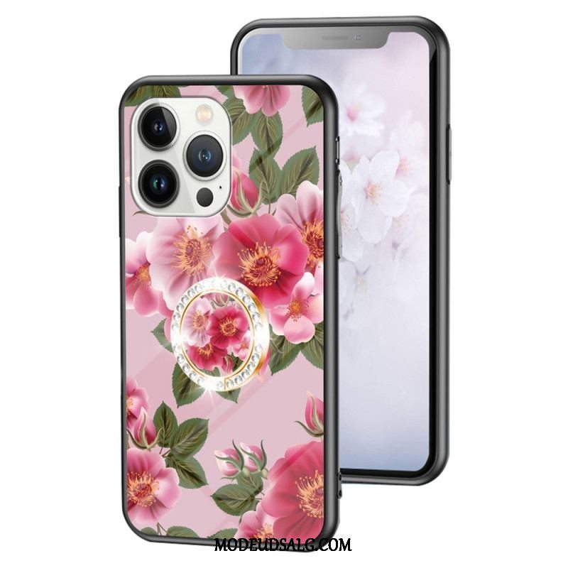 Cover iPhone 15 Pro Blomsterhærdet Glas Med Støttering