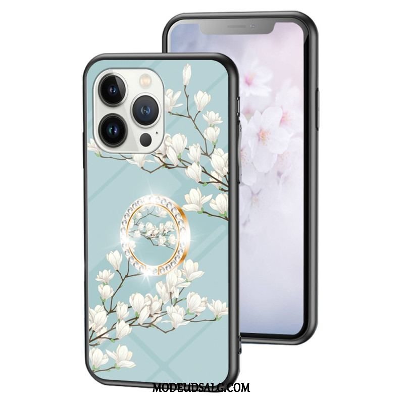 Cover iPhone 15 Pro Blomsterhærdet Glas Med Støttering